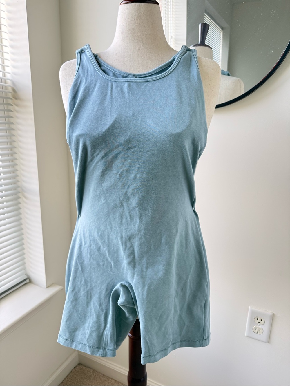 SKIMS Outdoor Mid Thigh Romper in Light Blue (color Denim)